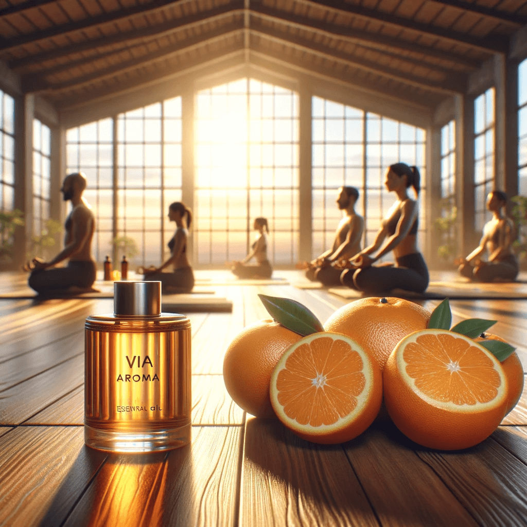 DALL·E 2024 01 18 13.48.43 Create a photorealistic image of a tranquil yoga studio bathed in the warm light of a setting sun streaming through large windows. The wooden floor gl