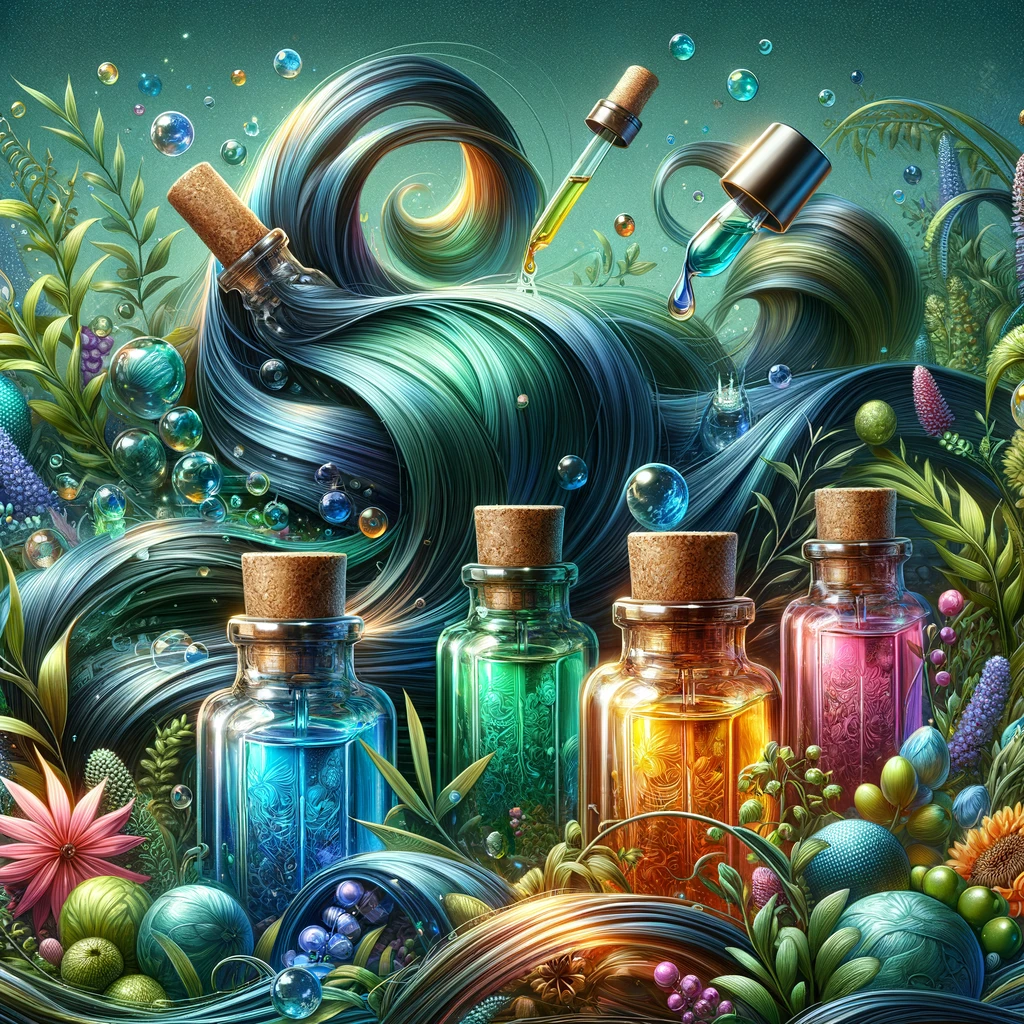 DALL·E 2024 02 27 16.07.54 Refine the previous illustration to enhance its vibrancy and appeal. The image should now focus more closely on the interaction between essential oil